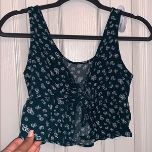 PacSun Green Floral Tie up Crop Top